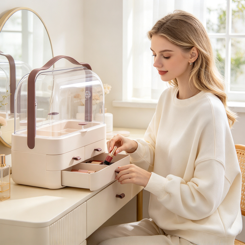 💄 Beauty-Ready | Premium Acrylic Makeup Organizer | Elegant Multi-Layer Storage