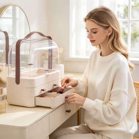 💄 Beauty-Ready | Premium Acrylic Makeup Organizer | Elegant Multi-Layer Storage