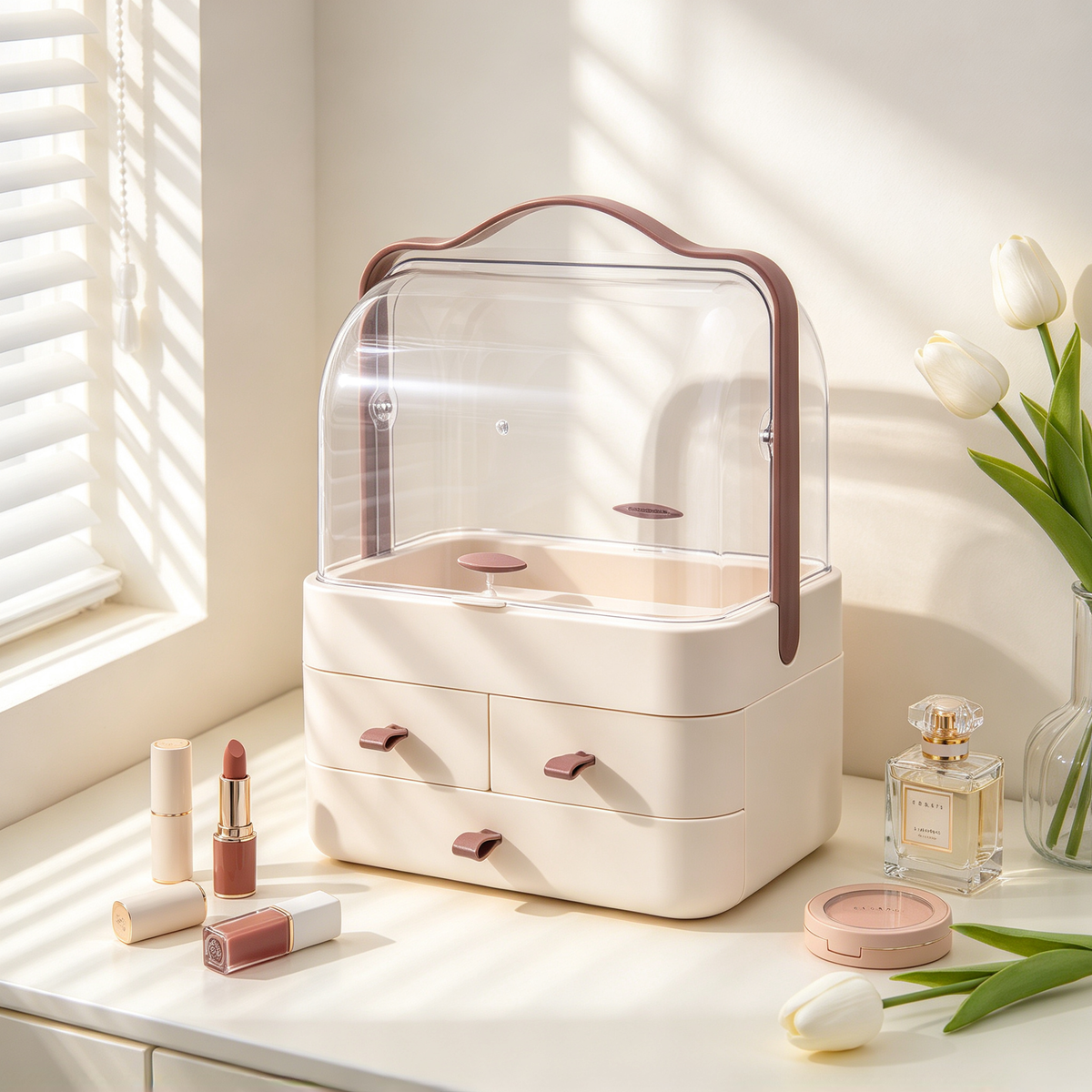 💄 Beauty-Ready | Premium Acrylic Makeup Organizer | Elegant Multi-Layer Storage