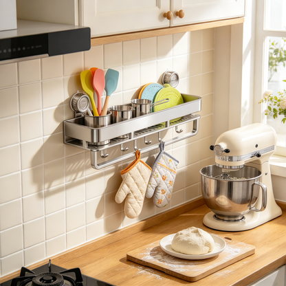 🧼 Home Essential | Stainless Steel Storage | Modern Suction Kitchen Organizer