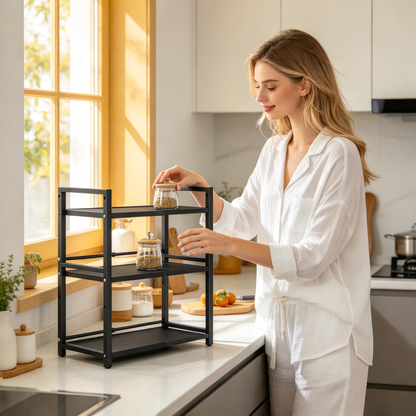 🍳 Kitchen Essential | Durable Metal Storage | Multi-Level Counter Organization