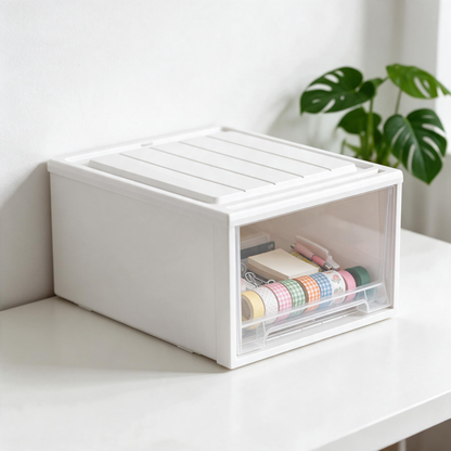 📦 Home Essential | Durable Plastic Organizer | Clear Front Desktop Storage