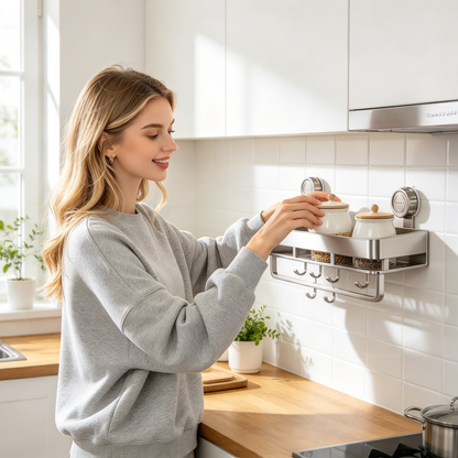 🧼 Home Essential | Stainless Steel Storage | Modern Suction Kitchen Organizer
