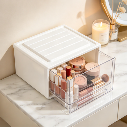 📦 Home Essential | Durable Plastic Organizer | Clear Front Desktop Storage