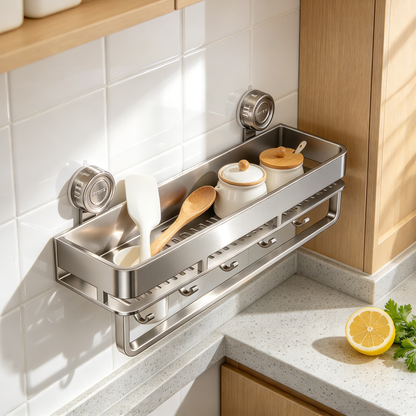 🧼 Home Essential | Stainless Steel Storage | Modern Suction Kitchen Organizer