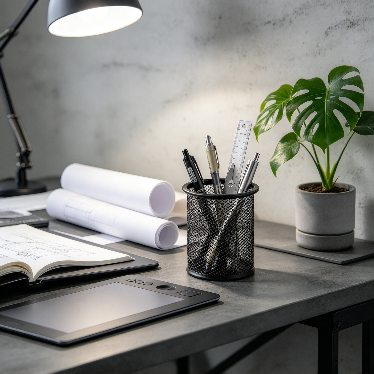 ✒️ Desk-Ready | Durable Metal Mesh Organizer | Sleek Round Storage Holder
