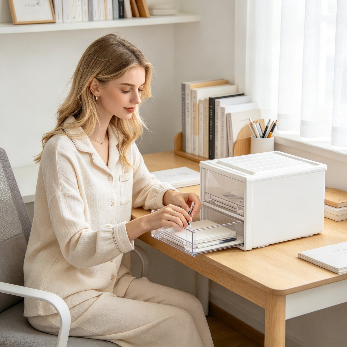 📦 Home Essential | Durable Plastic Organizer | Clear Front Desktop Storage