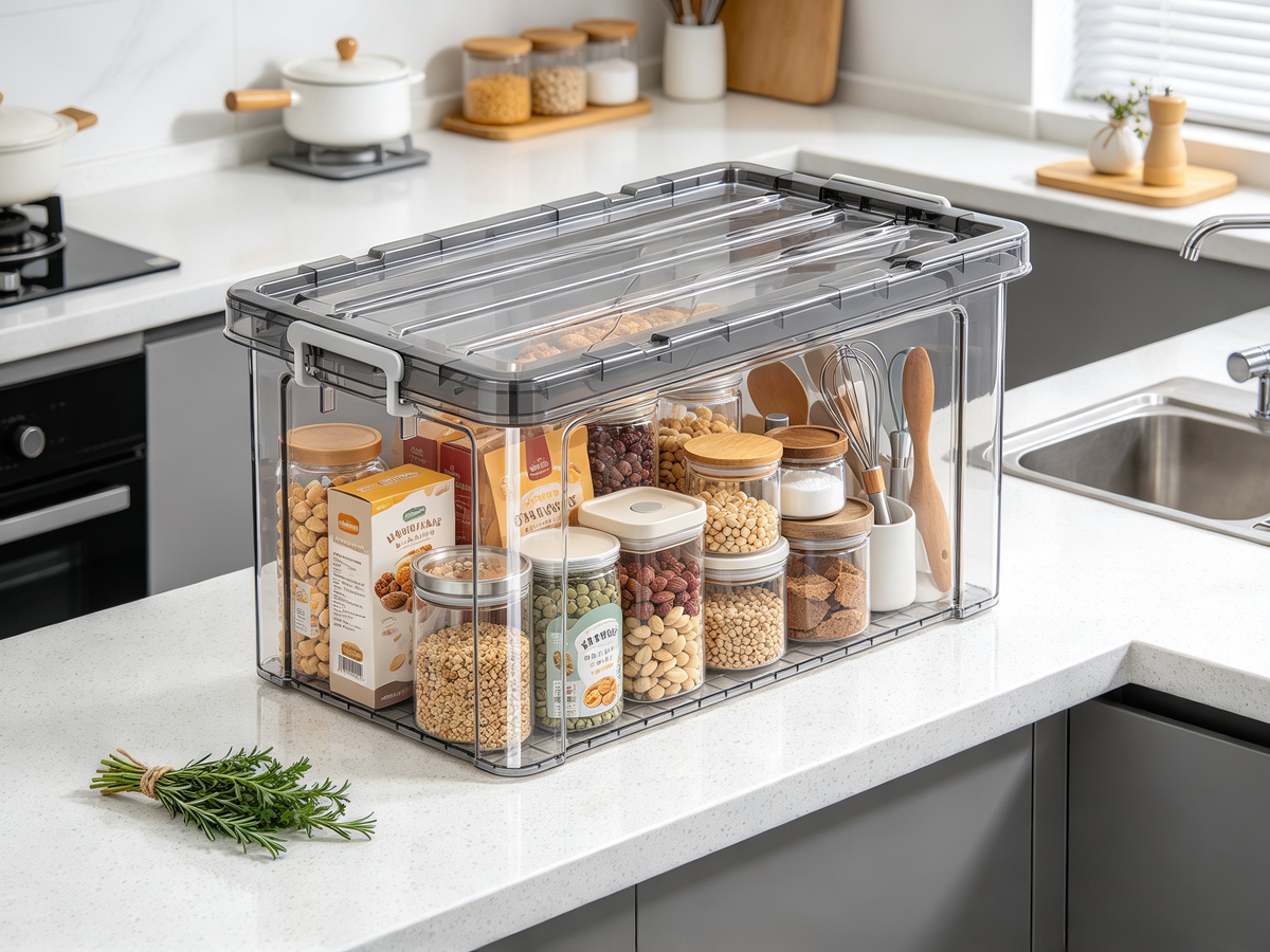 📦 Home Essential | Clear Plastic Storage | Stackable Space Organization
