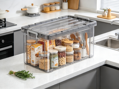 📦 Home Essential | Clear Plastic Storage | Stackable Space Organization