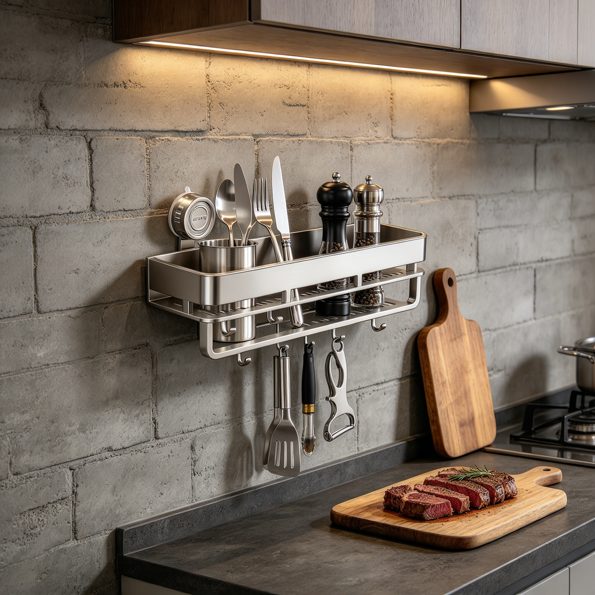 🧼 Home Essential | Stainless Steel Storage | Modern Suction Kitchen Organizer